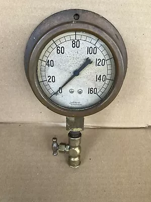 Vintag Jas P Marsh Steam Gauge 0-160 Psi Brass Unpolished • $65