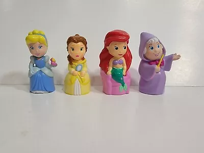 Disney Princess Figures Cinderella Ariel Belle Fairy Godmother Mega Bloks Lot 4 • £17.10