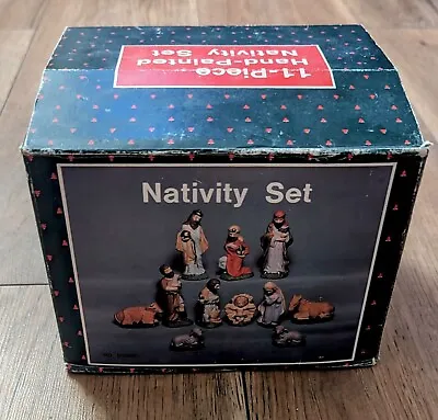 Open / Unused - Vintage - 11 Piece Hand Painted Nativity Set - Christmas Decor • £22.99