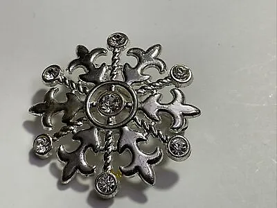 Dressage Brooch 7-Rhinestones 2” Stock Pin Silver Round Equine Horse Riding Vtg • $25.82