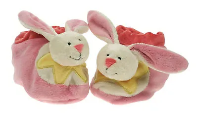 NEW BUNNY RABBIT Pink PLUSH BOOTIES SLIPPERS SHOES SOCK • $18.95