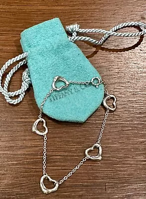 Tiffany & Co. Elsa Peretti 5 Open Heart Sterling Silver Link Bracelet • $75