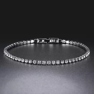 925 Sterling Silver Luxury Tennis Bracelet 6.5-7.5' 3-5mm Cubic Zirconia • £23.70