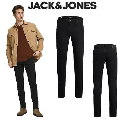  Jack & Jones Tim Slim Fit Straight Leg Jeans Mens Black Denim New Trousers  • £34.99