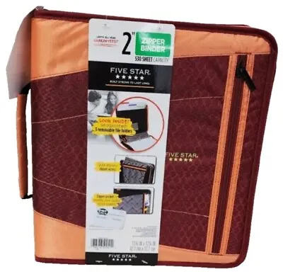 Five Star Zipper Binder 2 Inch 3 Ring Binder Removable File  Multicolored NWT • $16.99