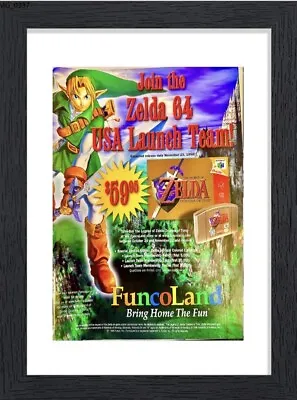 Vintage Framed Print Ad Wall Art 11x14 Nintendo 64 Legend Of Zelda OOT Funcoland • $59.99