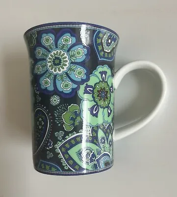 VERA BRADLEY Mug BLUE RHAPSODY Barnes & Noble 4  CUP Green Floral Paisley No Lid • $0.99