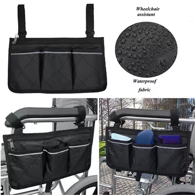 Waterproof Multi Pocket Wheelchair Armrest Side Bag Wheelchair Storage Organizer • $12.89
