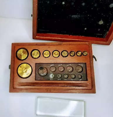 Vintage Brass Scale Weights In Wood Box • $10