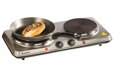 Daewoo Double Hot Plate St Steel Electric Cooking Hob Portable Cooker 2500W • £25.99