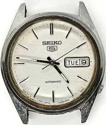 C588 Men Vintage Seiko 5 Automatic 6309A Movement Auto 6309-7159 Watch Parts Lot • $49.99