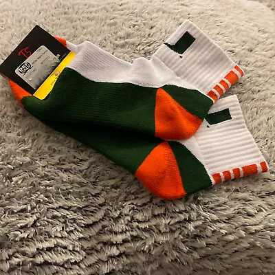 University Of Miami Stance Ladies Socks Hurricanes Green Grey Size 8-10.5 M • $15