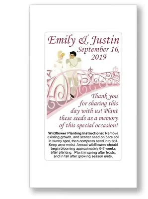 50 - Personalized Cinderella Fairy Tale Wedding Bridal Favors Seed Packets Pink • £23.74