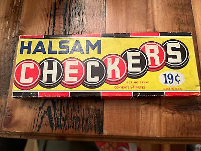 ￼Vintage 1950’s HALSAM Wooden Checkers Set No. 145W • $14.90