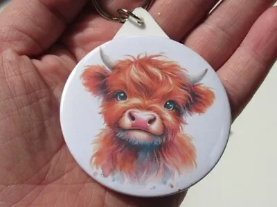 Highland Cow Keyring Cow Keyring/Keychain Farm Animal Keyring 58mm • £4