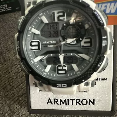 Armitron Sport Men's 20/5108WHT Analog-Digital Chronograph Resin Watch H15 • $18.99