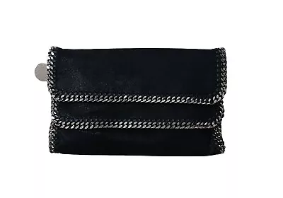 STELLA MCCARTNEY Black Falabella Vegan Leather Double Flap Clutch W/Custom Strap • $169