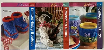 3 X Paperbacks Val Pierce Crocheted Bears Knitted Bootees & Knitted Mug Hugs  • £6.95