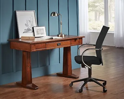 Amish Mission Arts & Crafts Sit To Stand Lift Computer Desk Solid Wood 54 W • $2999