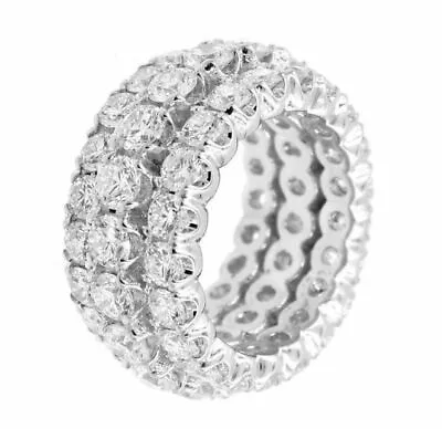 14K 13.58ct Men's Diamond 3 Row Eternity Band Jumbo Mens Eternity Ring • $11500