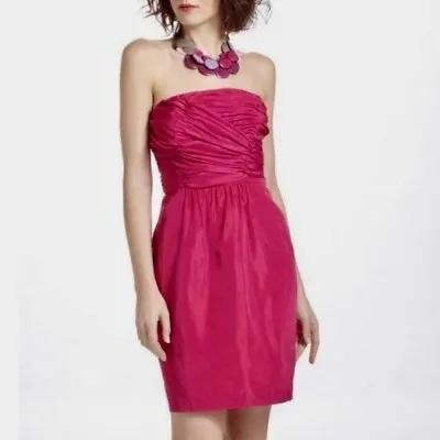 NWT!! Plenty By TRACY REESE Priscilla Pink Taffeta Dress Ruched Barbie ~ Size 4 • $54.94