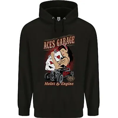 Aces Garage Hotrod Hot Rod Dragster Car Mens 80% Cotton Hoodie • £24.99