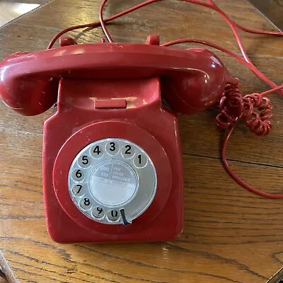 1960s And 1970s RED UK ROTARY DIAL TELEPHONE • £10