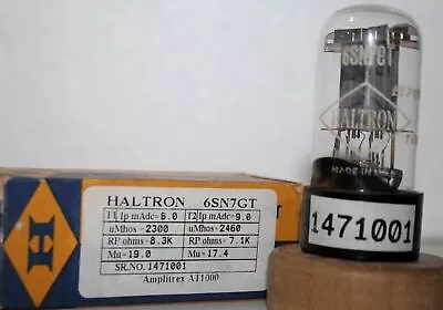 6SN7GT HALTRON Inverted Black Base Made In USA Amplitrex Tested Qty 1 Pc #147100 • $85.62