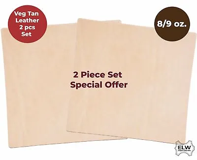 $299.99 • Buy Veg Tan Full Grain Cow Tooling Leather 8-9oz(3.2mm) Pre-Cut 2pcs Special Price