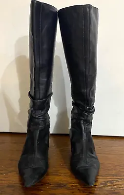 Moschino Cheap And Chic Kitten Heel Black Leather Boots Size 37 (US 7) • $50