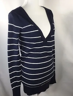 $14.77 • Buy GH Gilly Hicks Women's Size M Rabbit Hair Sweater Long Deep V Neck Navy Blue