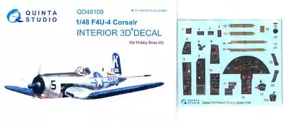 Quinta Studios 1/48 VOUGHT F4U-4 CORSAIR DECAL COLORED INTERIOR SET Hobby Boss • $10.99