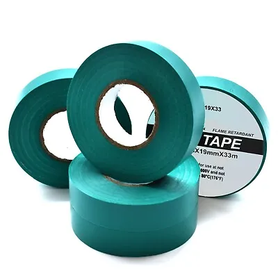 GREEN 19mm X 33m ELECTRICAL PVC INSULATION TAPE FLAME RETARDANT (5 - 500 Rolls) • £249.99