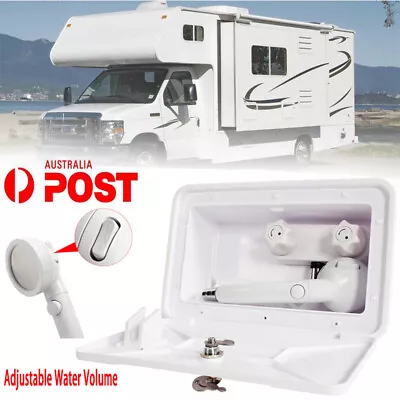 External Caravan RV Shower Box Kit Exterior Faucet Camper Trailer Boat White AU • $80.32