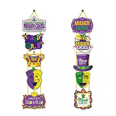 SWYOUN Mardi Gras Sign Cutouts Banner Mardi Gras Party Supplies Paper Crad Ma... • $17.71