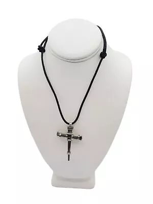 Black Corded Adjustable Nail Cross Pendant Necklace 24  • $14.99