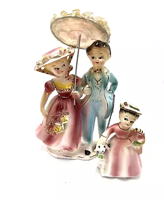 Vintage Arnart 8235 Couple With Child & Poodle Figurine Umbrella ISSUES • $19.99