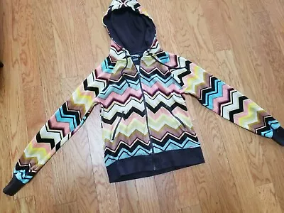 Missoni Target Multicolor Zig Zag Print Velour  Full Zip Hoodie Xs • $35