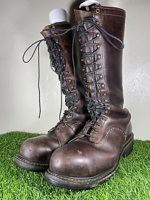 Wesco Lineman Boots Mens Size 13D  Brown Steel Toe Knee High Leather • $400