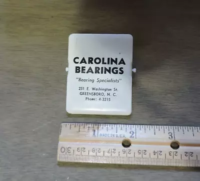 Vintage Advertising Metal Binder Paper Clip - Carolina Bearings - Greensboro NC • $9.95