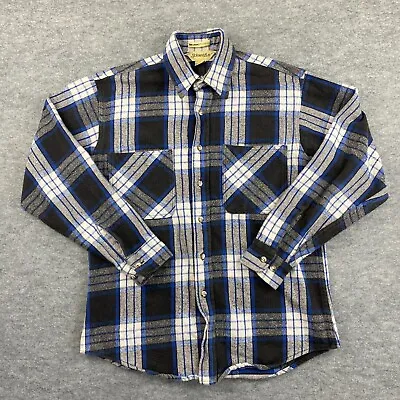 Made In USA St John’s Bay Big Mac Plaid Flannel Shirt Medium Blue Black JCPenney • $27.22