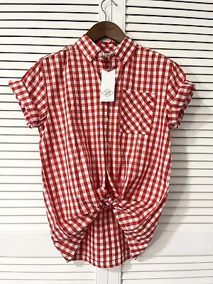 Red White Checked Gingham Cowboy Cowgirl Shirt - M • £22.99