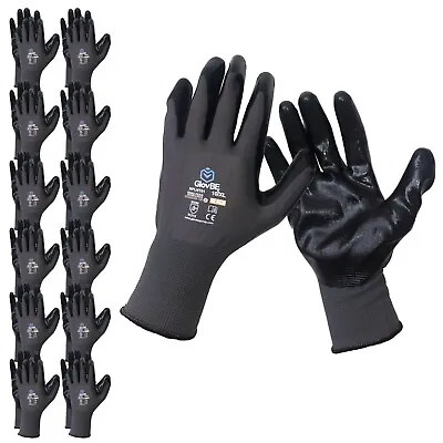 GlovBE 6/12/120 Pairs Mechanic Work Gloves Nitrile Coated Oil & Gas Resistant • $172.99