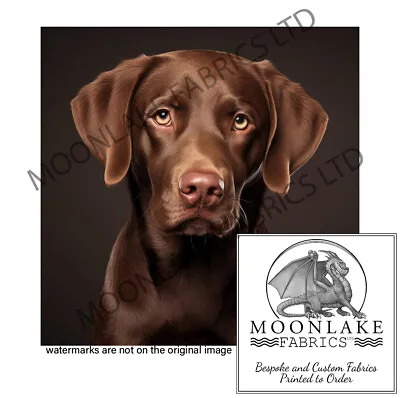 Chocolate Labrador Retriever Portrait Fabric Craft Panels In 100% Cotton Or Poly • £3.45
