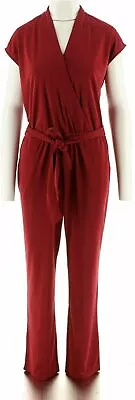 H By Halston Knit Wrap Style Jumpsuit W/Tie Waist-Shiraz-Medium-A269436-NEW • $14.99