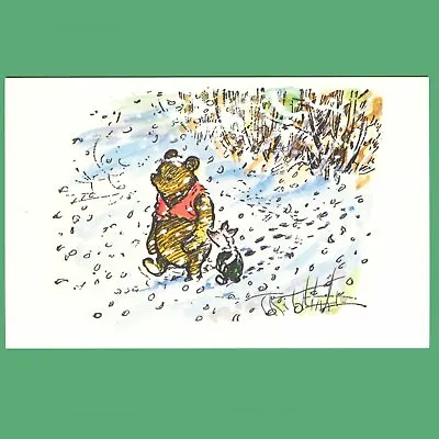 POSTCARD - Winnie-The-Pooh And Piglet Walking In Snow In The Hundred Acre Wood • £1.99