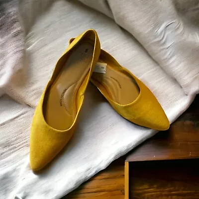 Time And Tru Women's Casual Flats Mustard Memory Foam Shoes Faux Suede Size 8 • $19.85