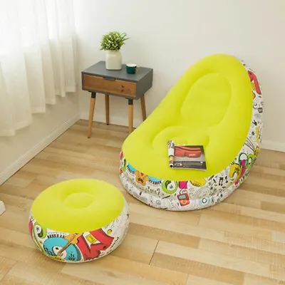 Portable Lounge Air Inflatable Bean Bag Chair Set Indoor Lazy Sofa Outdoor Couch • $86.27