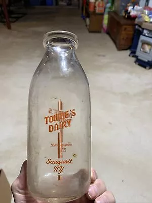 Vintage TSPQ TOWNES DAIRY SAUQUOIT NY Advertising Milk Dairy Bottle. • $3