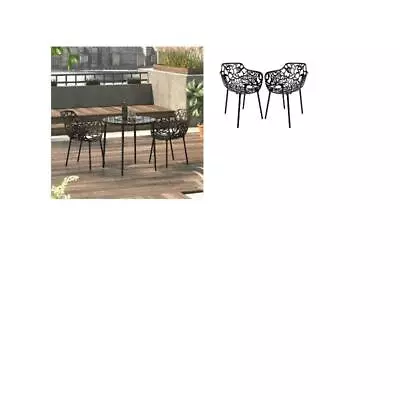 LeisureMod Devon Modern Outdoor Aluminum Bistro Set 1 Table & 2 Chairs • $1063.62